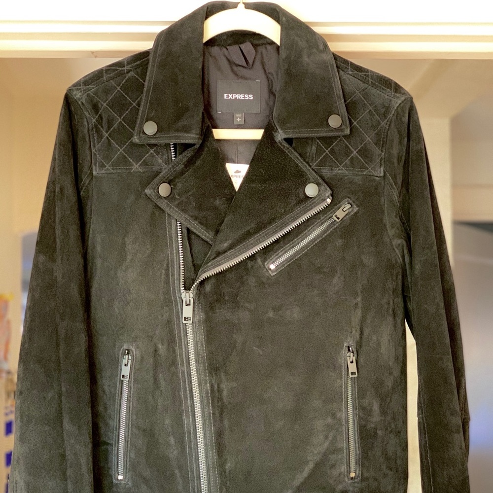 Express for Men suede black moto jacket